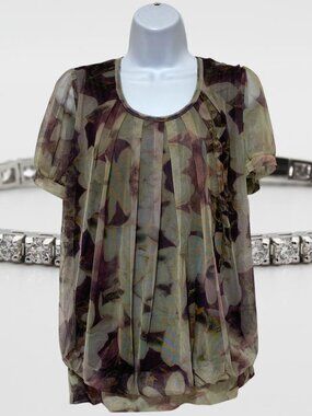 Baisheng GT-Large Pullover Top Light Weight Short Sleeve Multi-Color Floral